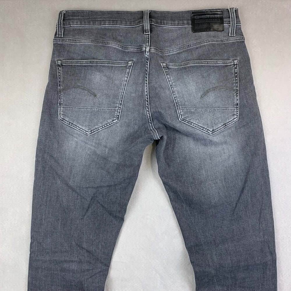 G Star Raw Mens Pants 34 Gray Denim Jeans 3301 Slim Button Fly Faded Tall 34x36 - Picture 13 of 14